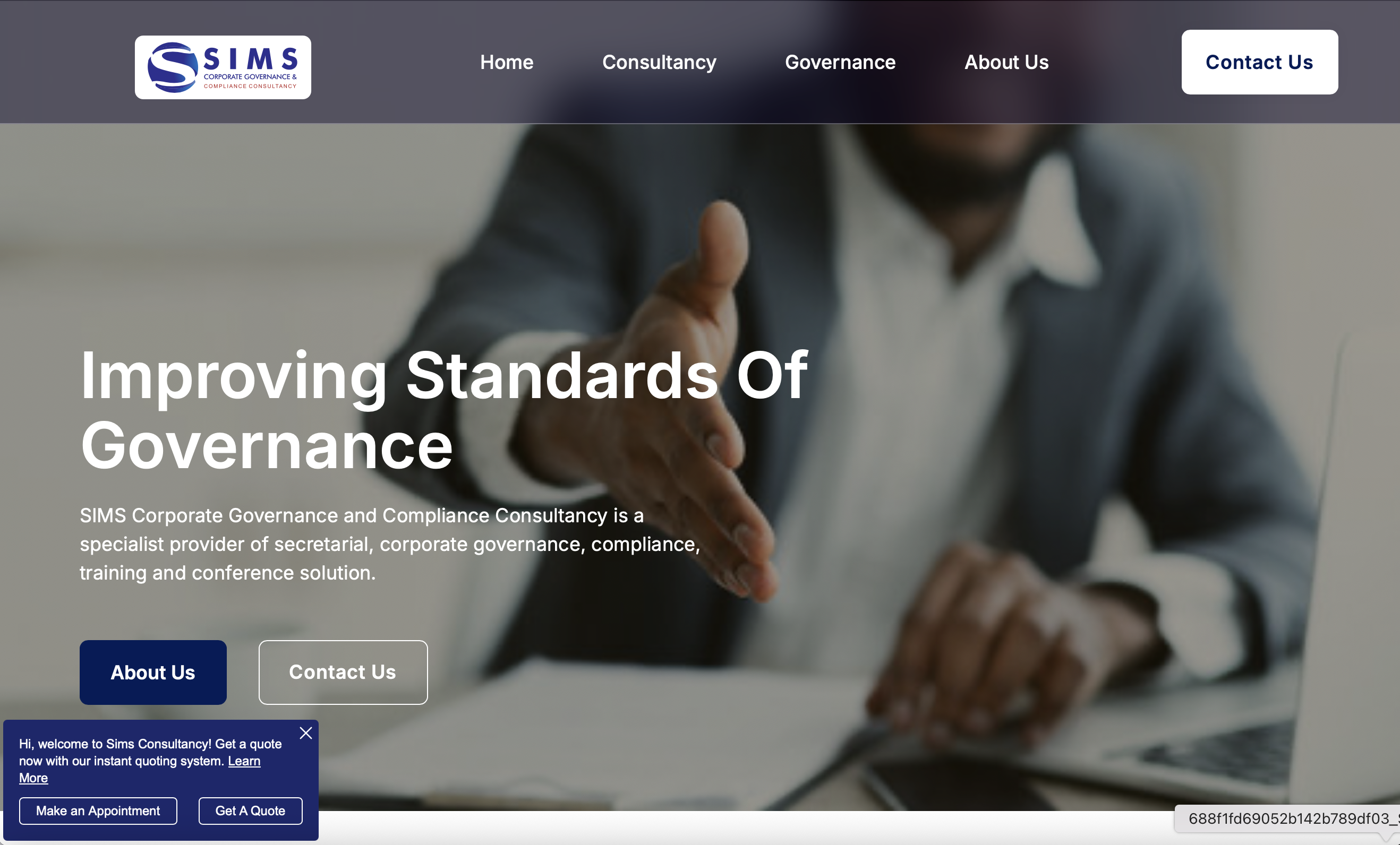 Sims Consultancy website screenshot